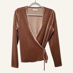 Madewell Brown Velvet Wrap Top